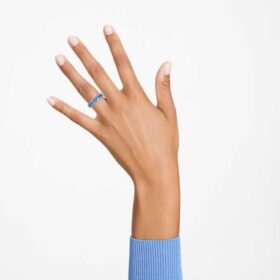 Matrix Ring Baguette Cut, Blue, Rhodium Plated
