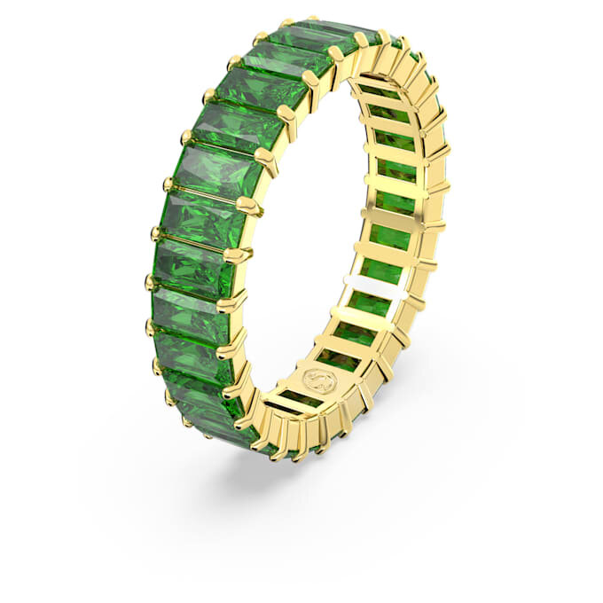 Matrix Ring Baguette Cut, Green, Gold-Tone Plated Matrix Ring Baguette Cut, Green, Gold-Tone Plated