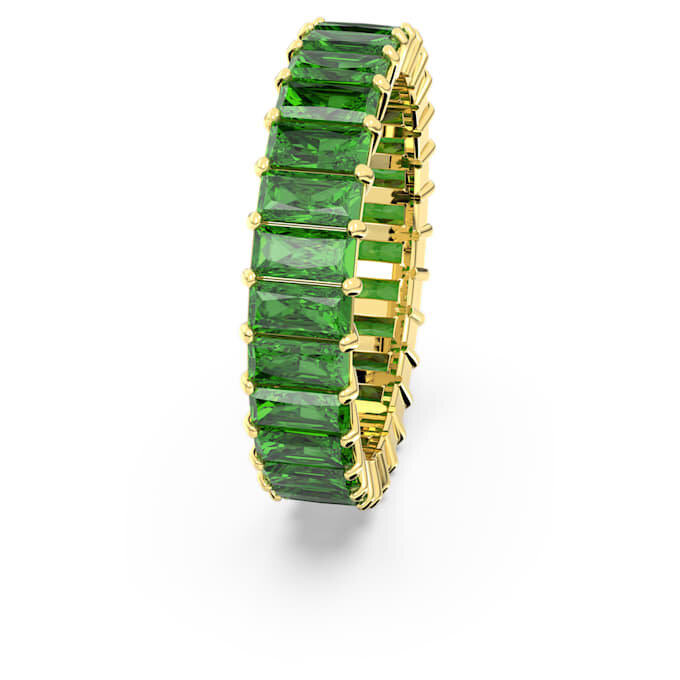 Matrix Ring Baguette Cut, Green, Gold-Tone Plated Matrix Ring Baguette Cut, Green, Gold-Tone Plated
