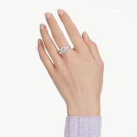 Matrix Ring Baguette Cut, Knot, White, Rhodium Plated