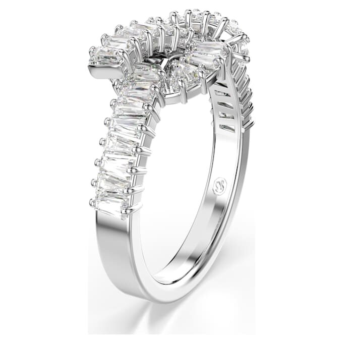 Matrix Ring Baguette Cut, Knot, White, Rhodium Plated Matrix Ring Baguette Cut, Knot, White, Rhodium Plated