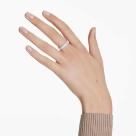Matrix Ring Baguette Cut, White, Silver-Tone Finish