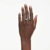 Matrix Ring Mixed Cuts, Green, Rhodium Plated Matrix Ring Mixed Cuts, Green, Rhodium Plated