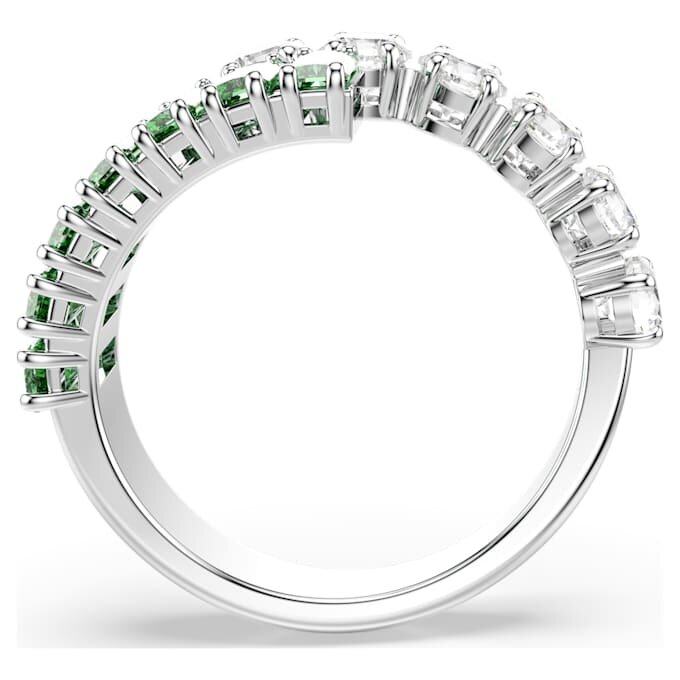 Matrix Ring Mixed Cuts, Green, Rhodium Plated Matrix Ring Mixed Cuts, Green, Rhodium Plated