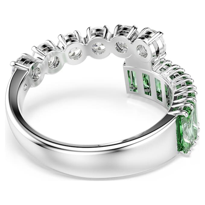 Matrix Ring Mixed Cuts, Green, Rhodium Plated Matrix Ring Mixed Cuts, Green, Rhodium Plated