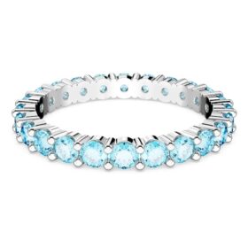 Matrix Ring Round Cut, Blue, Rhodium Plated