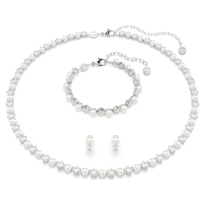 Matrix Set Crystal Pearl, Round Cut, White, Rhodium Plated Matrix Set Crystal Pearl, Round Cut, White, Rhodium Plated