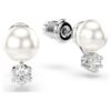 Matrix Stud Earrings Crystal Pearl, Round Cut, White, Rhodium Plated Matrix Stud Earrings Crystal Pearl, Round Cut, White, Rhodium Plated