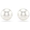 Matrix Stud Earrings Crystal Pearl, White, Rhodium Plated Matrix Stud Earrings Crystal Pearl, White, Rhodium Plated