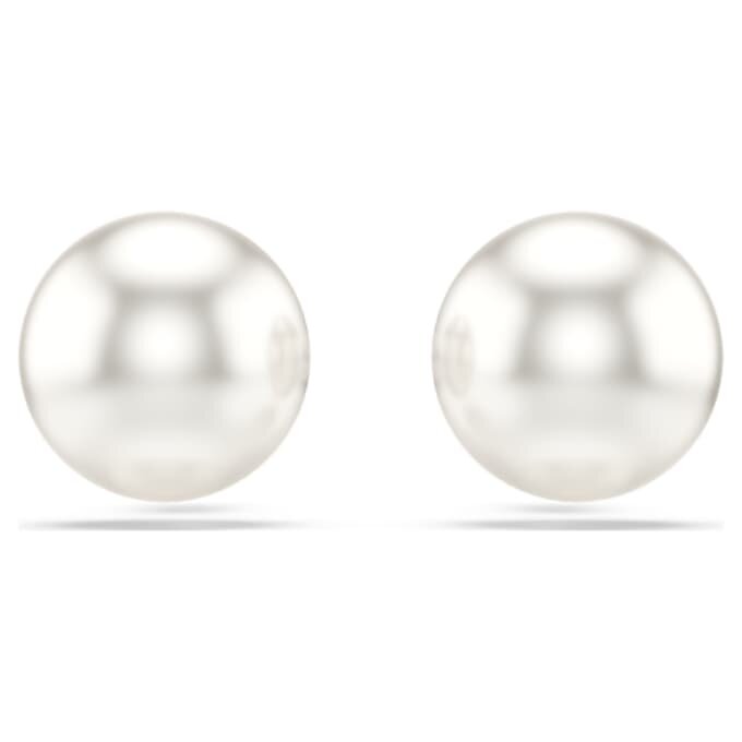 Matrix Stud Earrings Crystal Pearl, White, Rhodium Plated Matrix Stud Earrings Crystal Pearl, White, Rhodium Plated
