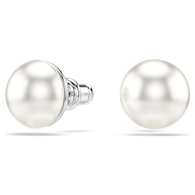 Matrix Stud Earrings Crystal Pearl, White, Rhodium Plated Matrix Stud Earrings Crystal Pearl, White, Rhodium Plated