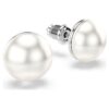Matrix Stud Earrings Crystal Pearl, White, Rhodium Plated Matrix Stud Earrings Crystal Pearl, White, Rhodium Plated