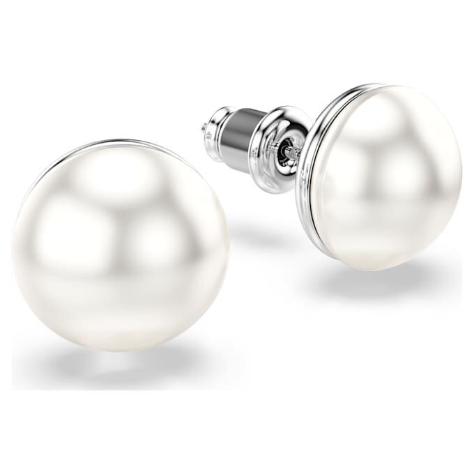 Matrix Stud Earrings Crystal Pearl, White, Rhodium Plated Matrix Stud Earrings Crystal Pearl, White, Rhodium Plated