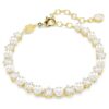 Matrix Tennis Bracelet Crystal Pearl, Round Cut, White, Gold-Tone Plated Matrix Tennis Bracelet Crystal Pearl, Round Cut, White, Gold-Tone Plated