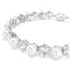 Matrix Tennis Bracelet Crystal Pearl, Round Cut, White, Rhodium Plated Matrix Tennis Bracelet Crystal Pearl, Round Cut, White, Rhodium Plated