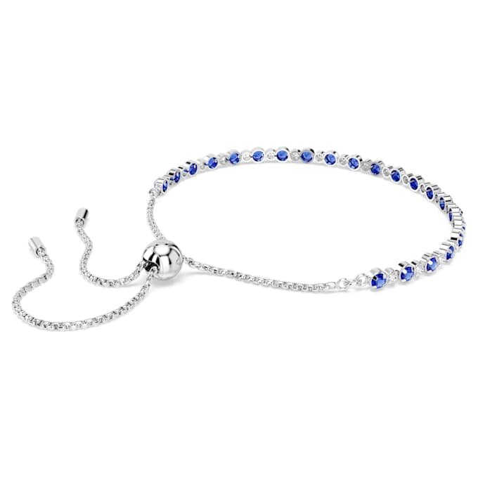 Matrix Tennis Bracelet Mixed Round Cuts, Blue, Rhodium Plated Matrix Tennis Bracelet Mixed Round Cuts, Blue, Rhodium Plated