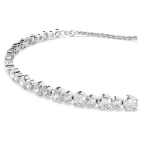 Matrix Tennis Bracelet Mixed Round Cuts, White, Rhodium Plated