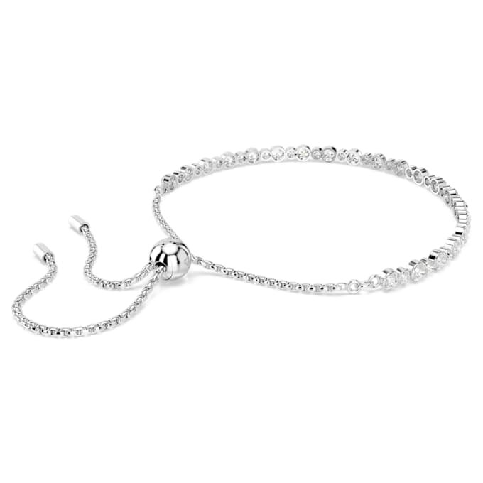 Matrix Tennis Bracelet Mixed Round Cuts, White, Rhodium Plated Matrix Tennis Bracelet Mixed Round Cuts, White, Rhodium Plated