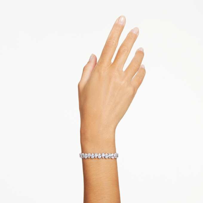 Matrix Tennis Bracelet Pear Cut, White, Rhodium Plated Matrix Tennis Bracelet Pear Cut, White, Rhodium Plated