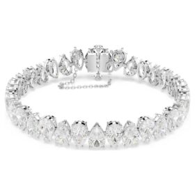 Matrix Tennis Bracelet Pear Cut, White, Rhodium Plated Matrix Tennis Bracelet Pear Cut, White, Rhodium Plated