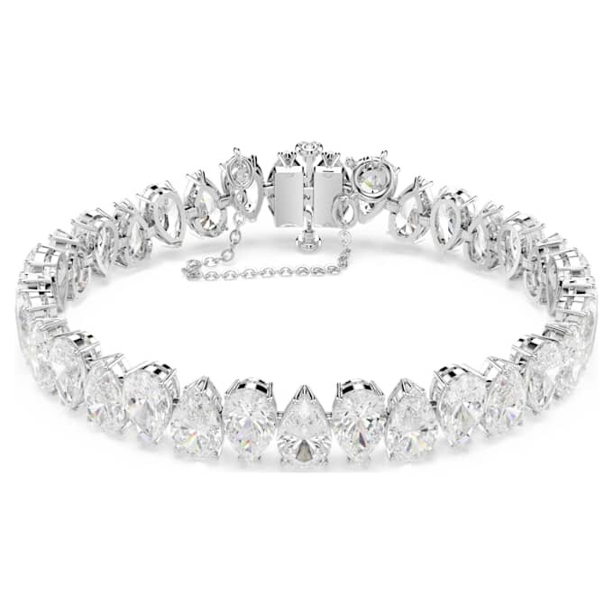 Matrix Tennis Bracelet Pear Cut, White, Rhodium Plated Matrix Tennis Bracelet Pear Cut, White, Rhodium Plated