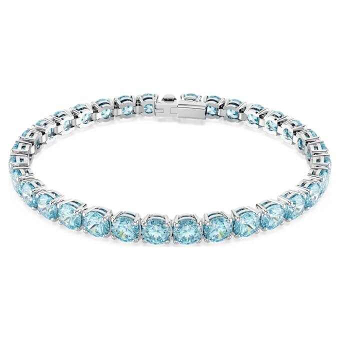 Matrix Tennis Bracelet Round Cut, Blue, Rhodium Plated Matrix Tennis Bracelet Round Cut, Blue, Rhodium Plated