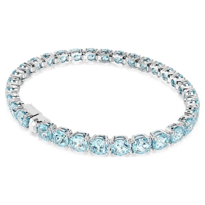 Matrix Tennis Bracelet Round Cut, Blue, Rhodium Plated Matrix Tennis Bracelet Round Cut, Blue, Rhodium Plated