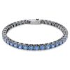 Matrix Tennis Bracelet Round Cut, Blue, Ruthenium Plated Matrix Tennis Bracelet Round Cut, Blue, Ruthenium Plated