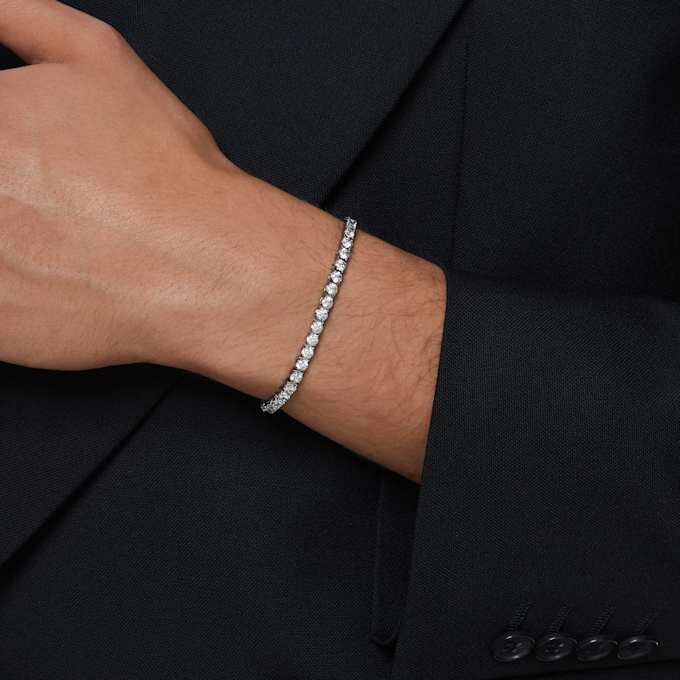 Matrix Tennis Bracelet Round Cut, Gray, Ruthenium Plated Matrix Tennis Bracelet Round Cut, Gray, Ruthenium Plated