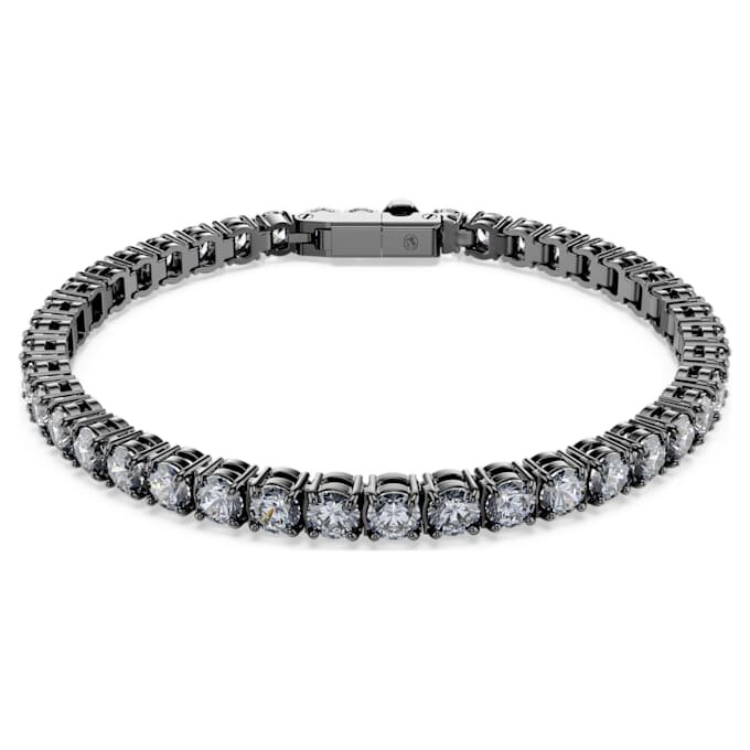 Matrix Tennis Bracelet Round Cut, Gray, Ruthenium Plated Matrix Tennis Bracelet Round Cut, Gray, Ruthenium Plated