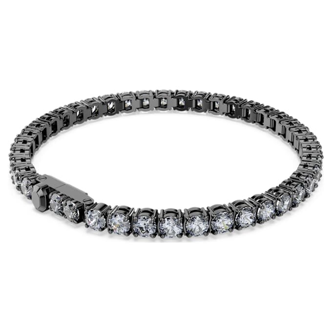 Matrix Tennis Bracelet Round Cut, Gray, Ruthenium Plated Matrix Tennis Bracelet Round Cut, Gray, Ruthenium Plated