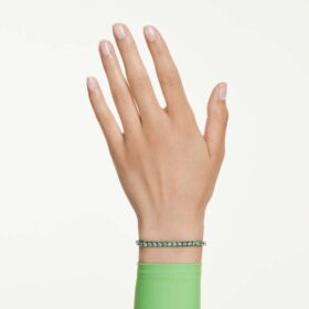 Matrix Tennis Bracelet Round Cut, Green, Ruthenium Plated