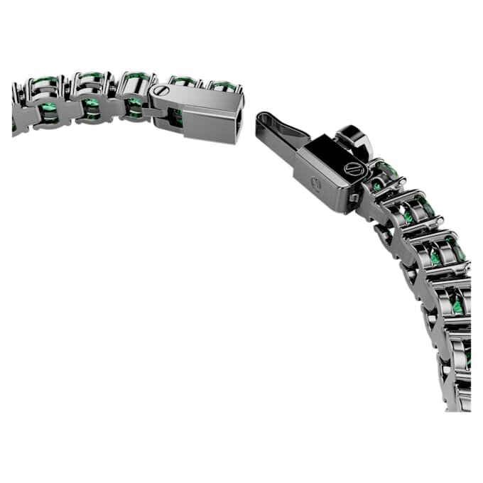 Matrix Tennis Bracelet Round Cut, Green, Ruthenium Plated Matrix Tennis Bracelet Round Cut, Green, Ruthenium Plated