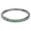 Matrix Tennis Bracelet Round Cut, Green, Ruthenium Plated Matrix Tennis Bracelet Round Cut, Green, Ruthenium Plated
