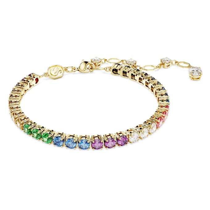 Matrix Tennis Bracelet Round Cut, Multicolored, Gold-Tone Plated Matrix Tennis Bracelet Round Cut, Multicolored, Gold-Tone Plated
