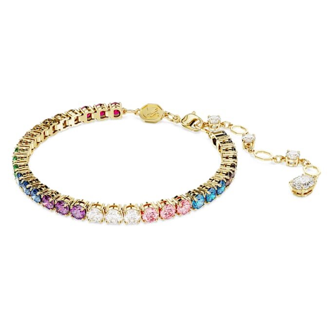Matrix Tennis Bracelet Round Cut, Multicolored, Gold-Tone Plated Matrix Tennis Bracelet Round Cut, Multicolored, Gold-Tone Plated