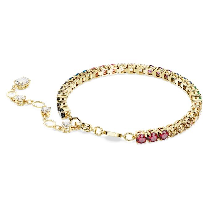 Matrix Tennis Bracelet Round Cut, Multicolored, Gold-Tone Plated Matrix Tennis Bracelet Round Cut, Multicolored, Gold-Tone Plated