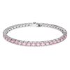 Matrix Tennis Bracelet Round Cut, Pink, Rhodium Plated Matrix Tennis Bracelet Round Cut, Pink, Rhodium Plated