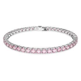 Matrix Tennis Bracelet Round Cut, Pink, Rhodium Plated