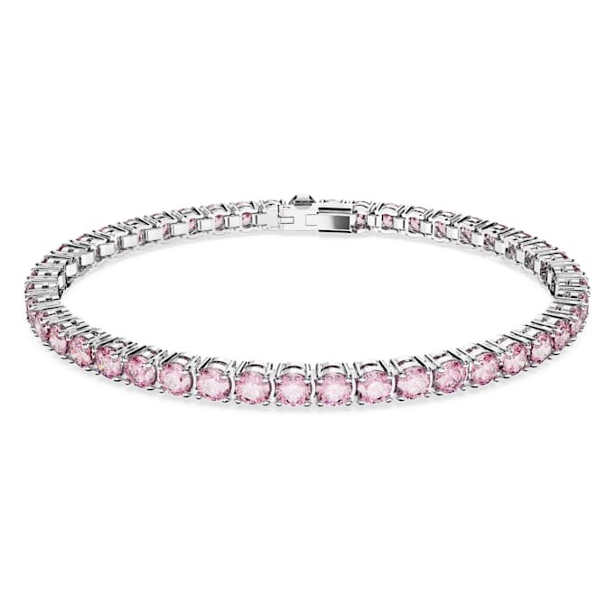 Matrix Tennis Bracelet Round Cut, Pink, Rhodium Plated Matrix Tennis Bracelet Round Cut, Pink, Rhodium Plated