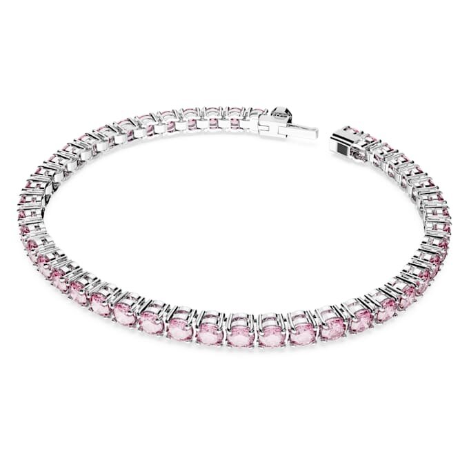 Matrix Tennis Bracelet Round Cut, Pink, Rhodium Plated Matrix Tennis Bracelet Round Cut, Pink, Rhodium Plated