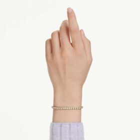 Matrix Tennis Bracelet Round Cut, White, Gold-Tone Plated