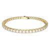 Matrix Tennis Bracelet Round Cut, White, Gold-Tone Plated Matrix Tennis Bracelet Round Cut, White, Gold-Tone Plated