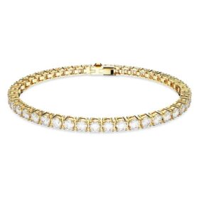 Matrix Tennis Bracelet Round Cut, White, Gold-Tone Plated