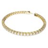 Matrix Tennis Bracelet Round Cut, White, Gold-Tone Plated Matrix Tennis Bracelet Round Cut, White, Gold-Tone Plated
