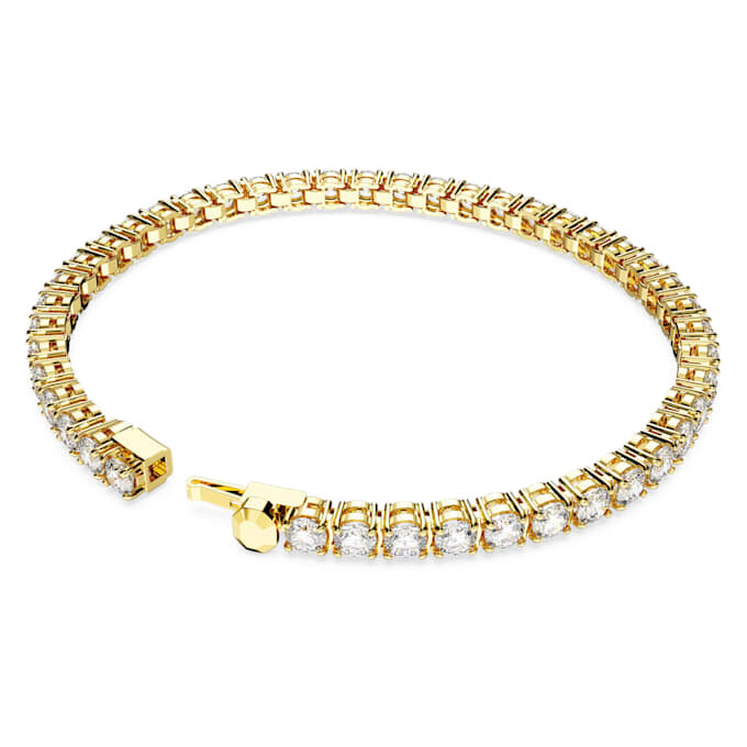 Matrix Tennis Bracelet Round Cut, White, Gold-Tone Plated Matrix Tennis Bracelet Round Cut, White, Gold-Tone Plated