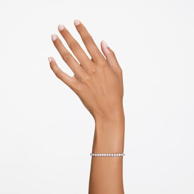 Matrix Tennis Bracelet Round Cut, White, Rhodium Plated Matrix Tennis Bracelet Round Cut, White, Rhodium Plated