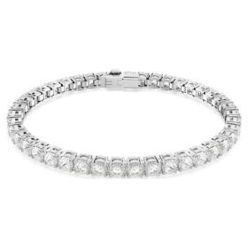 Matrix Tennis Bracelet Round Cut, White, Rhodium Plated