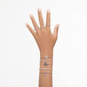 Matrix Tennis Bracelet Round Cut, White, Rose Gold-Tone Plated