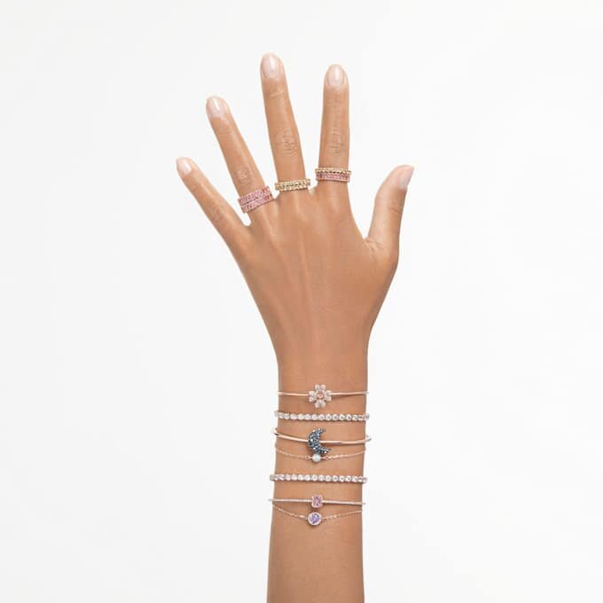 Matrix Tennis Bracelet Round Cut, White, Rose Gold-Tone Plated Matrix Tennis Bracelet Round Cut, White, Rose Gold-Tone Plated